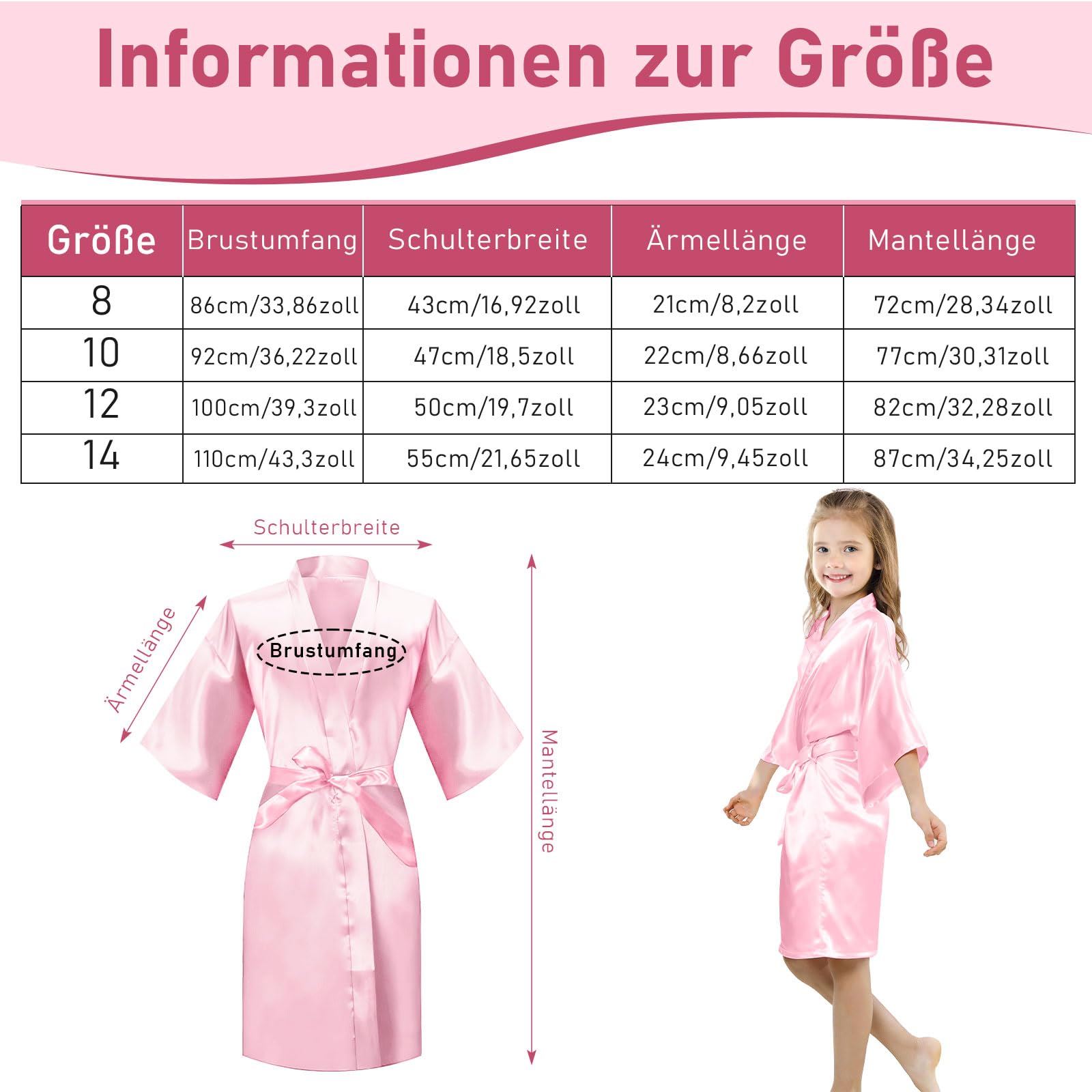 12 pezzi per bambine, in seta, kimono, compleanno, per bambini, spa, feste, matrimoni, feste, fiori, ragazze