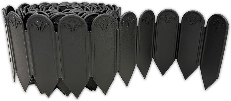 DAIM FlexWall Edge Landscape Edging, Fancy Garden Edging for Landscaping, Sturdy Garden Fencing & Landscape Border that Retain Soil & Stop Weeds, for Landscaping & Fencing Project, Black, 6" x 16.5 ft