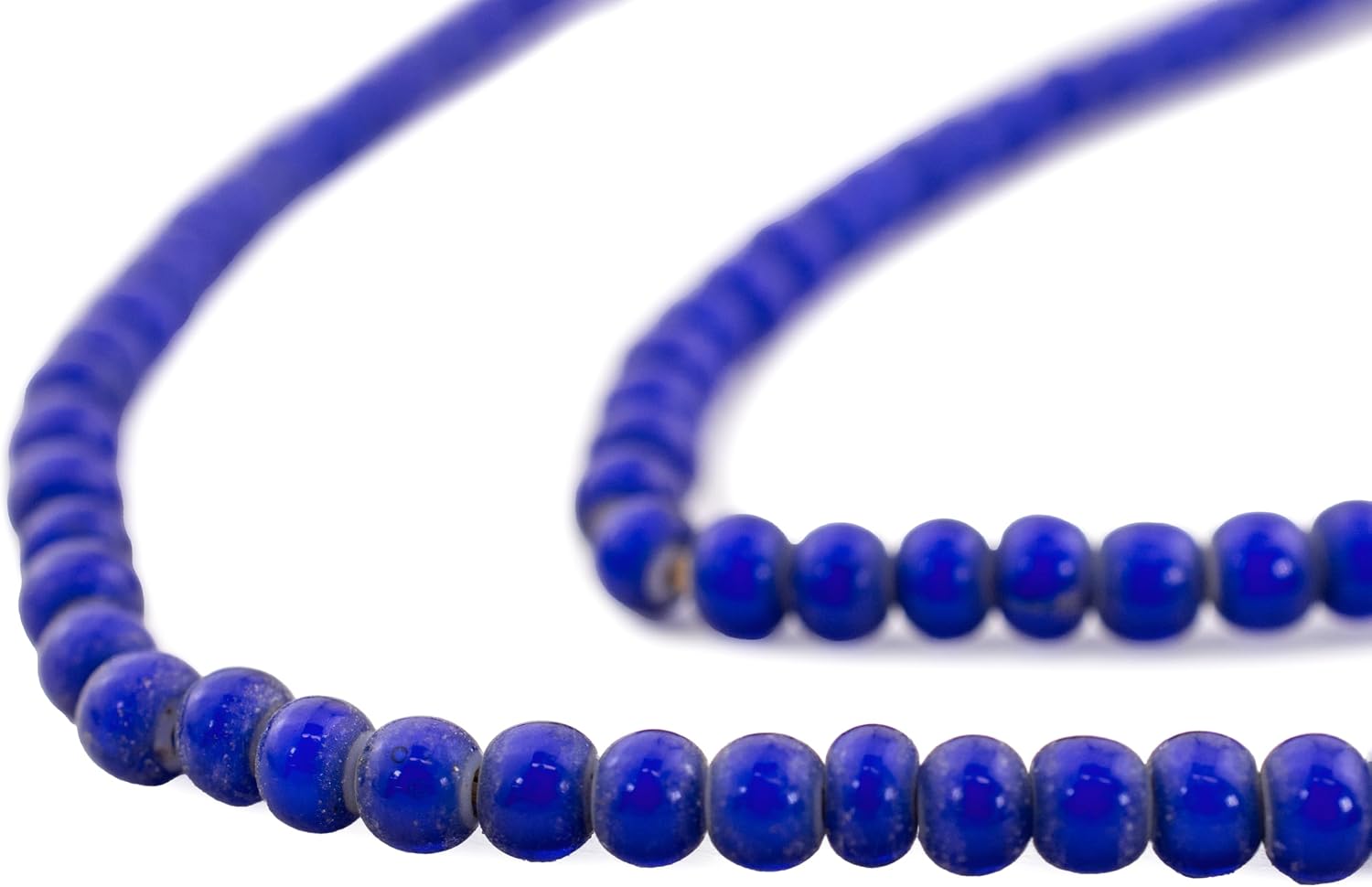 The Bead Chest White Heart Beads - Full Strand of Glass African Trade Beads (8mm, Green)