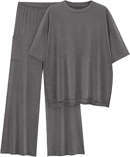 KIRUNDO 2 Piece Lounge Sets for Women Airport Travel Outfit | Summer Casual Loose Short Sleeve Tops Wide Leg Pants Matching Set, Going Home Outfit for Mom After Birth,Postpartum Maternity