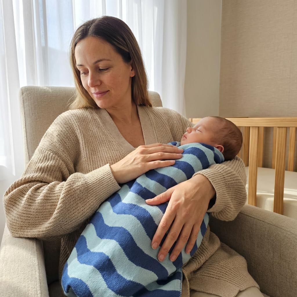 The Little Ripple Blanket - 100% Organic Cotton Baby Blanket, American Made, 30x40in - Bassinet, Crib, Stroller - Gift Registry Baby Shower for Newborns and Kids