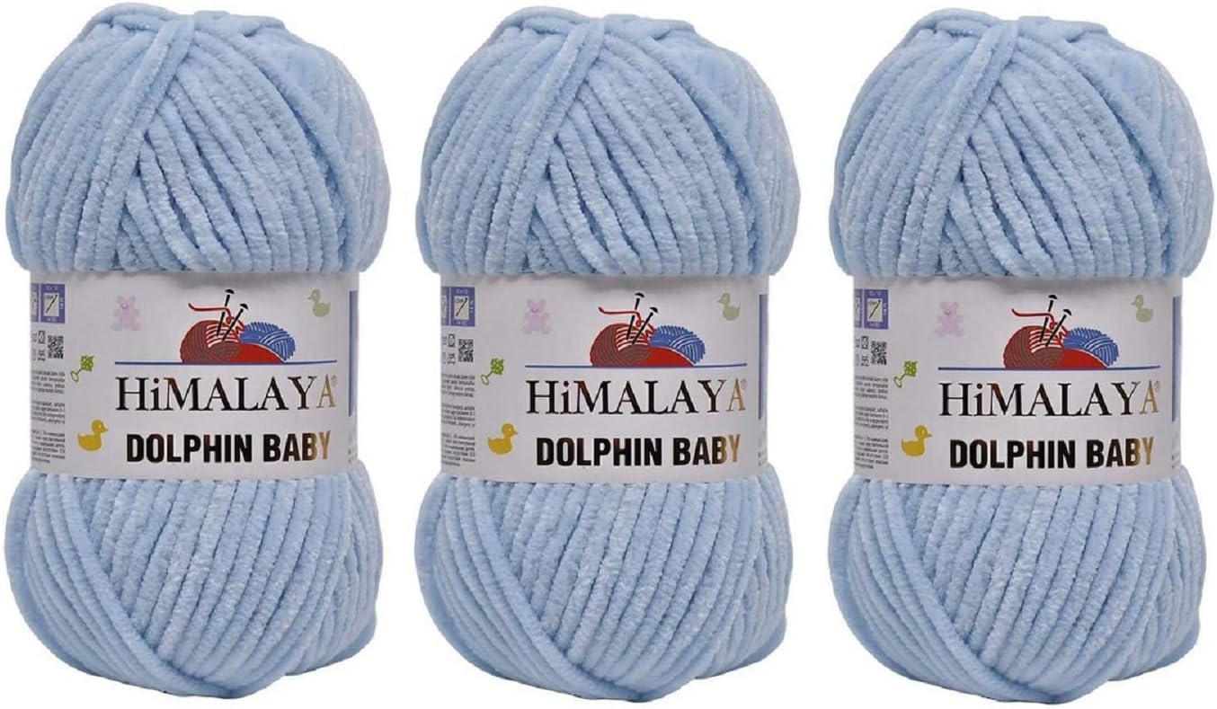 3 Skeins Himalaya Dolphin Baby Yarn 395 Yards 3x100gram Super Bulky Baby Blanket Yarn (80306)