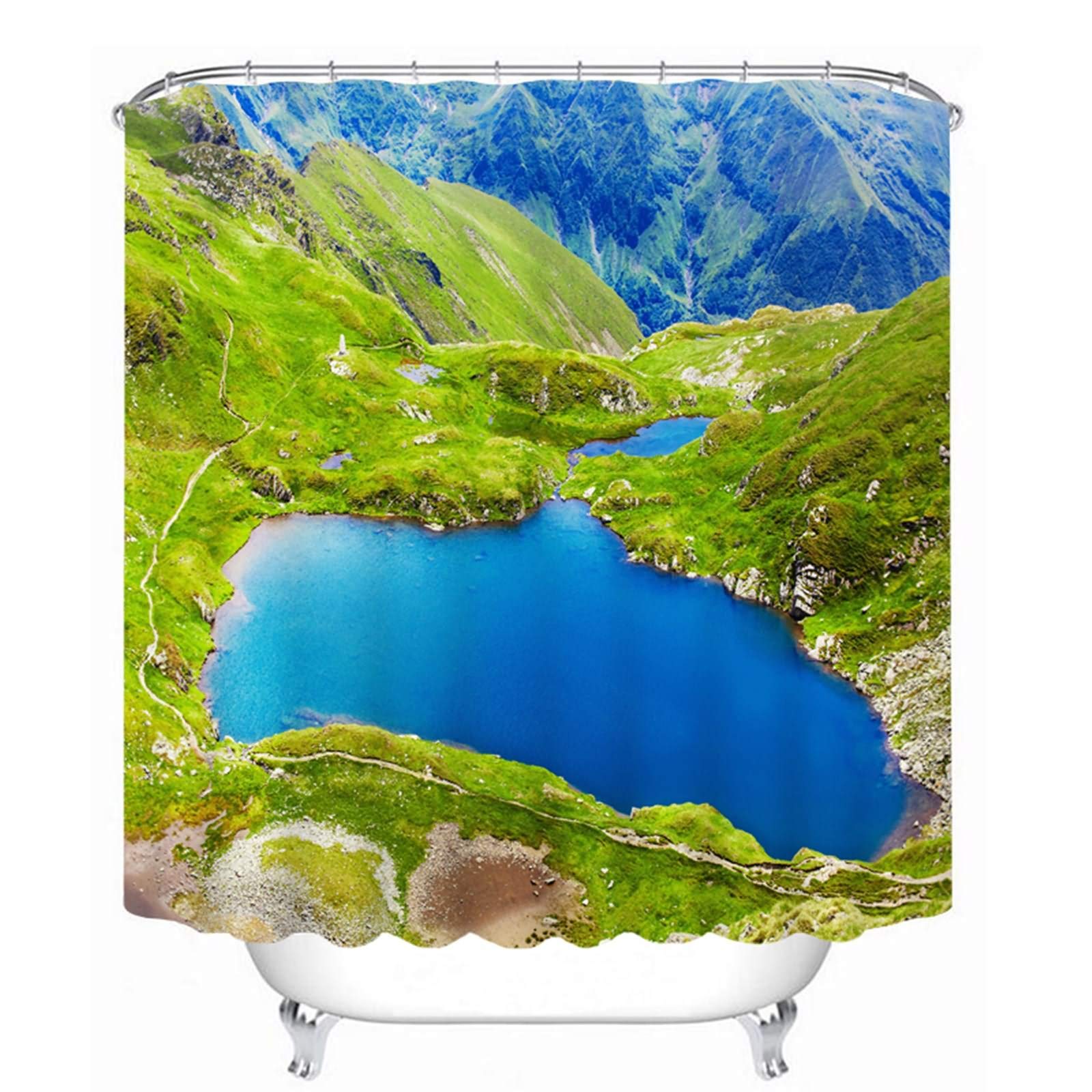 Rideau douche KnSam lac bleu vert 165x180cm en polyester dense 120g