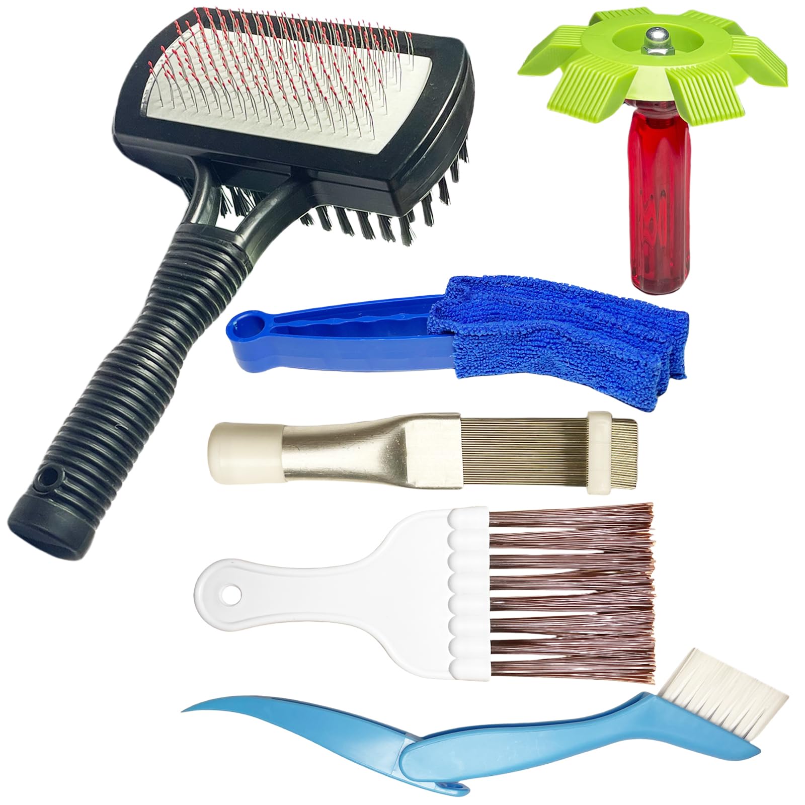 6-Piece Air Conditioner Fin Cleaning Kit HVAC Coil Cleaning Tool Set with Fin Comb Straightener Dual-Sided Microfiber Brushes Deep Cleaning Maintenance for AC Radiator, Vents, Evaporator Coils