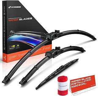 A-Premium 26"+17"+12" Windshield Wiper Blades with Wear Indicator & Towel