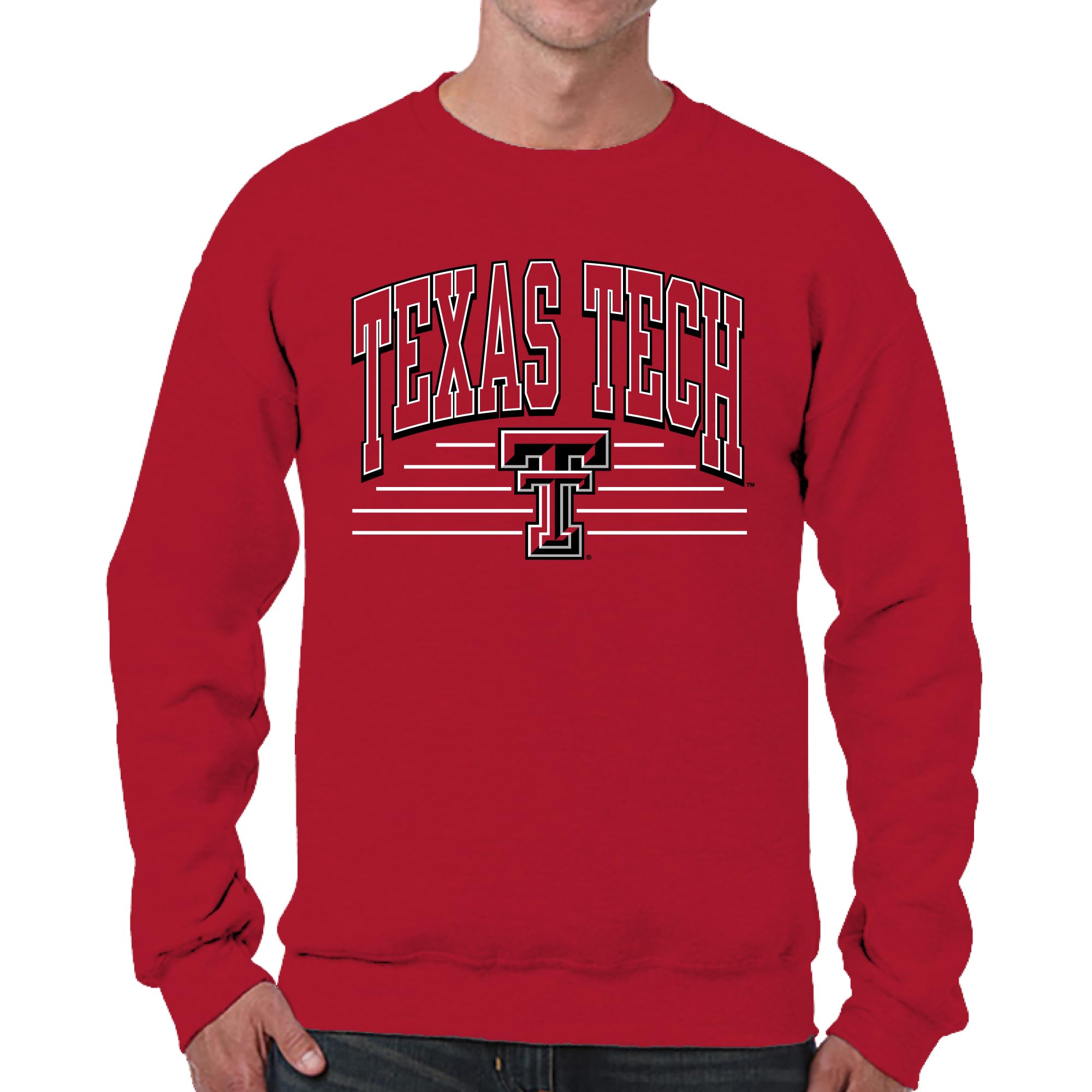 Campus Colors NCAA Adult Unisex Overtime Classics Crewneck Fleece Sweatshirt, Cozy Cotton Poly Blend, Timeless Design, Red, XL โ image 1