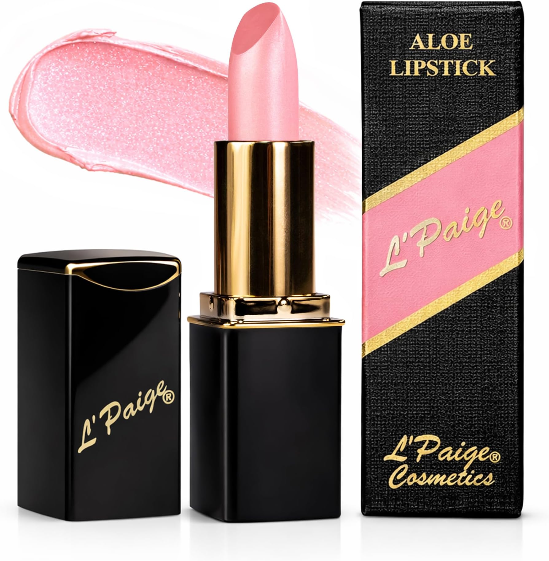 L'Paige Designer Lipstick – Cool-Toned Pink with Iridescent Shimmer – Aloe Vera-Based, Long-Lasting & Moisturizing Formula for a Smooth, Luxurious Feel – Shade L44 Shimmery Ice Lipstick