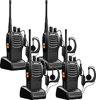Baofeng BF-888S Walkie Talkies 4-Pack: Long Range UHF Two-Way Radios, Rechargeable, Earpieces, FCC Certified