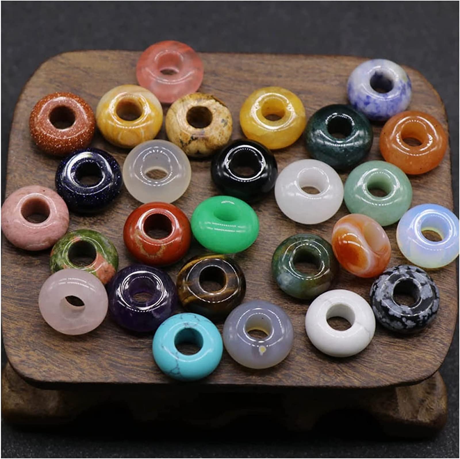 Amazon.co.jp: 天然水晶 原石 7x14mm 穴 5mm 天然石 原石 大穴 真珠