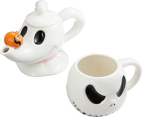 Amazon Co Jp ディズニー ナイトメア ビフォア クリスマス ゼロ ジャック ティーポット マグカップ セット箱入 白 San2942 ホーム キッチン
