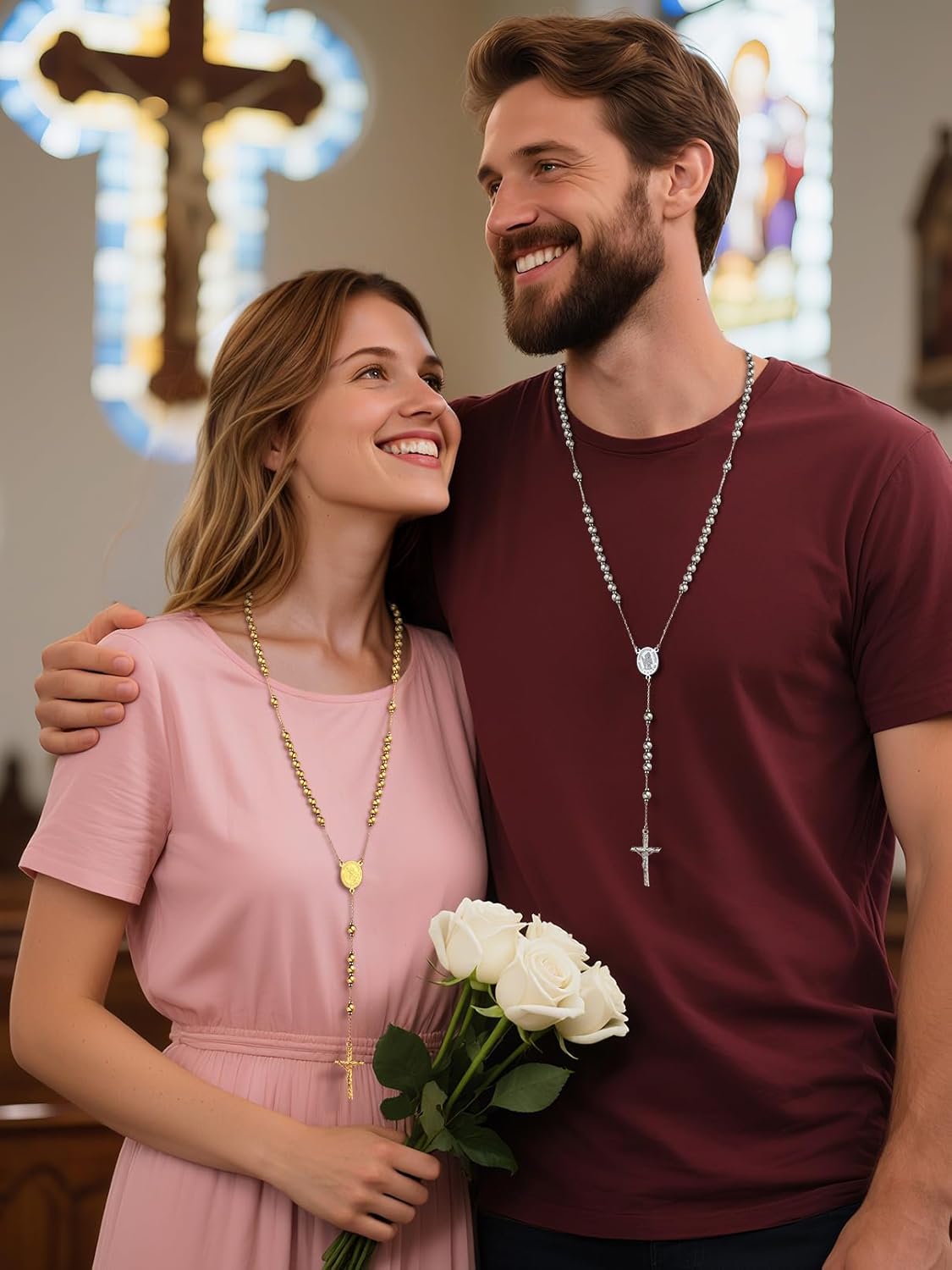 FaithHeart Rosary Beads Catholic Necklace for Men, St Michael/St Christopher/Virgin Mary Prayer Rosaries with Crucifix Cross Stainless Steel Praying Rosary Necklace - Image 8