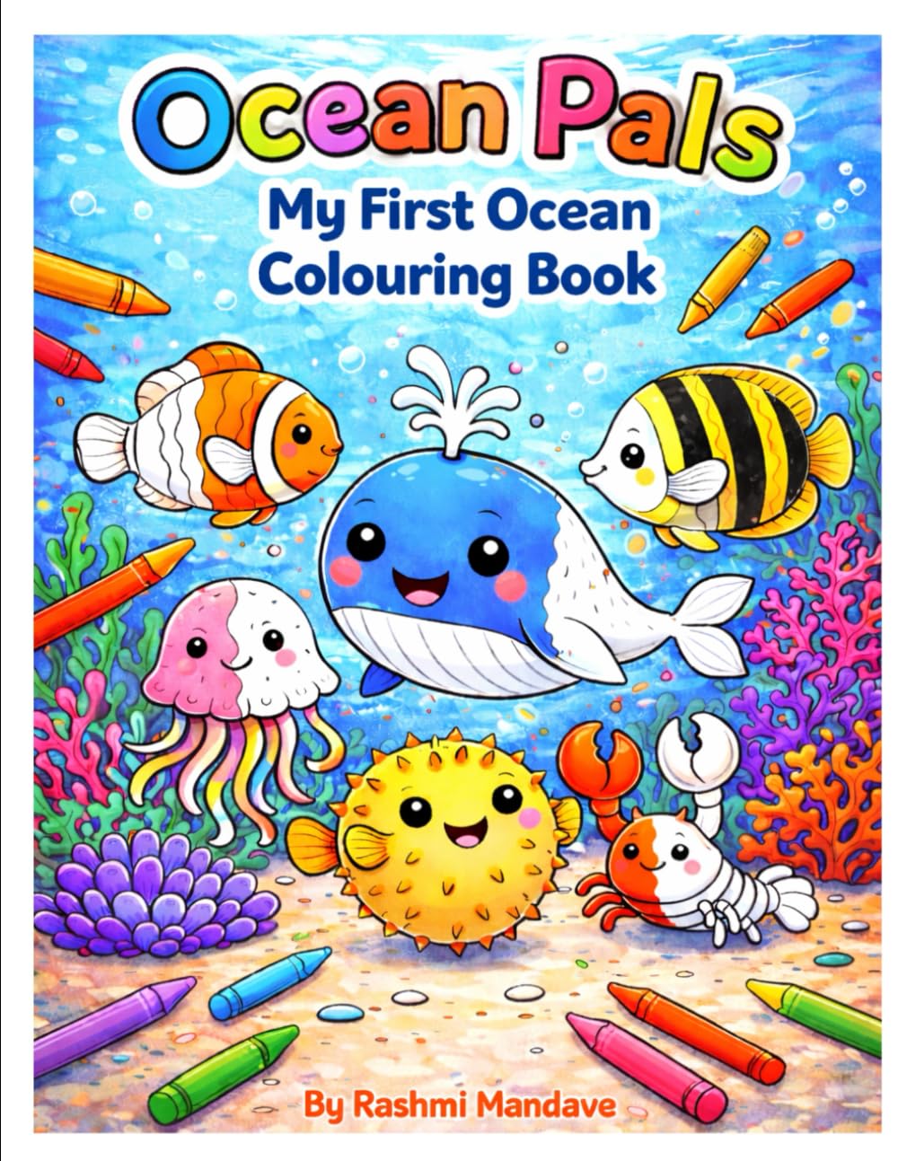 Ocean pals my first colouring book: Black & White Coloring Pages with Color Guides | Easy Sea Life Fun for Ages 3+
