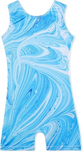 Belovance Leotardos de gimnasia para niñas pequeñas, leotardo brillante de arcoíris, dinosaurio, leopardo, estrellas, ciclista, secado rápido