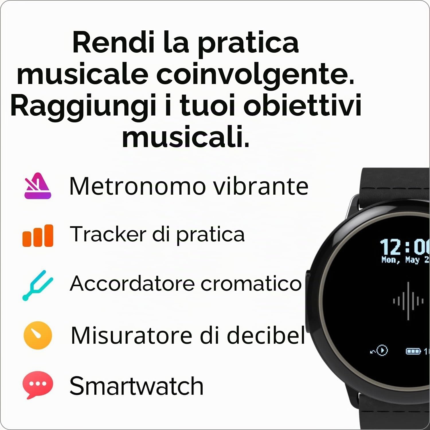 Soundbrenner Core Steel | Metronomo vibrante, Accordatore cromatico, Misuratore di decibel e Orologio | Ideale per più strumenti (chitarra, basso, violino, ukulele), 21.3 x 13.7 x 8.4 cm