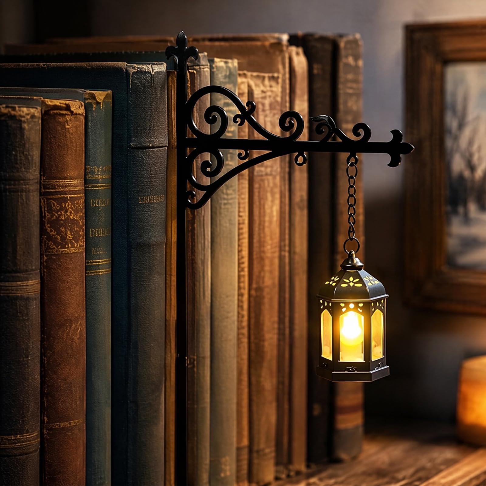Vintage Library Bookshelf Lamp, LED Book Nook Light for Reading Corner
