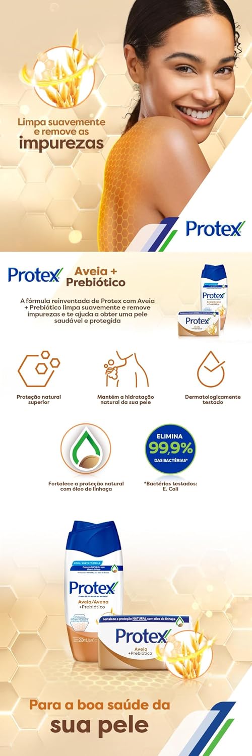 Sabonete em Barra Antibacteriano Protex Aveia + Prebióticos 85g Promo Leve 8 pague menos