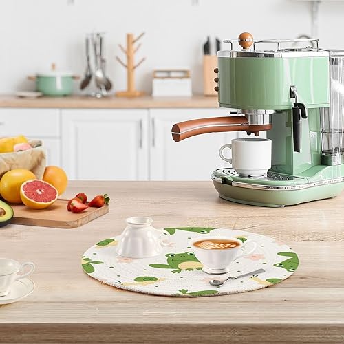 Miniatura 6 de 3 Pcs Trivet Mat Set Seamless Pattern Frogs Pink Flowers Snail for Hot Dishes 15in Cotton Thread Weave Heat Resistant Pad for Bowl Kitchen Gadgets