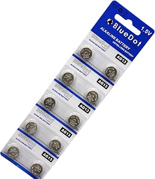 BlueDot Trading AG13 LR44 LR1154 SR44 A76 357A 303 357 LR44 Alkaline Button Coin Cell 1.5v Battery for Watches, calculators, and Toys, Quantity 10 Count