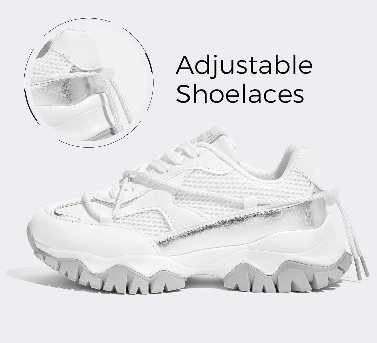 LUCKY STEP Women's Platform Colorful Fashion Sneakers Tennis Retro Colorblock Adjustable Lace Lifestyle Stylish Cute Chunky Dad Casual Walking Shoes - Image 3