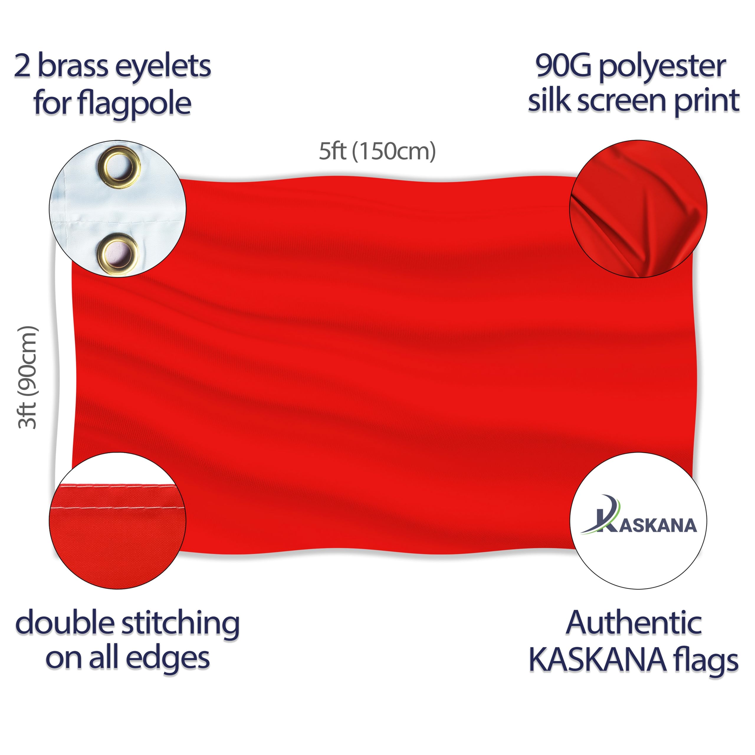 Sscon 2 Stück Rote Polyester-Flaggen – 90 X 152 Cm, Mit Messingösen – Blanko Für Eigene Gestaltung