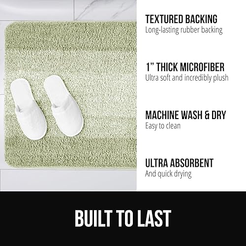 Miniatura 2 de GORILLA GRIP Juego de 2 alfombras de baño de felpa ultra suave con parte trasera de goma, absorbentes, de secado rápido, lavables a máquina,