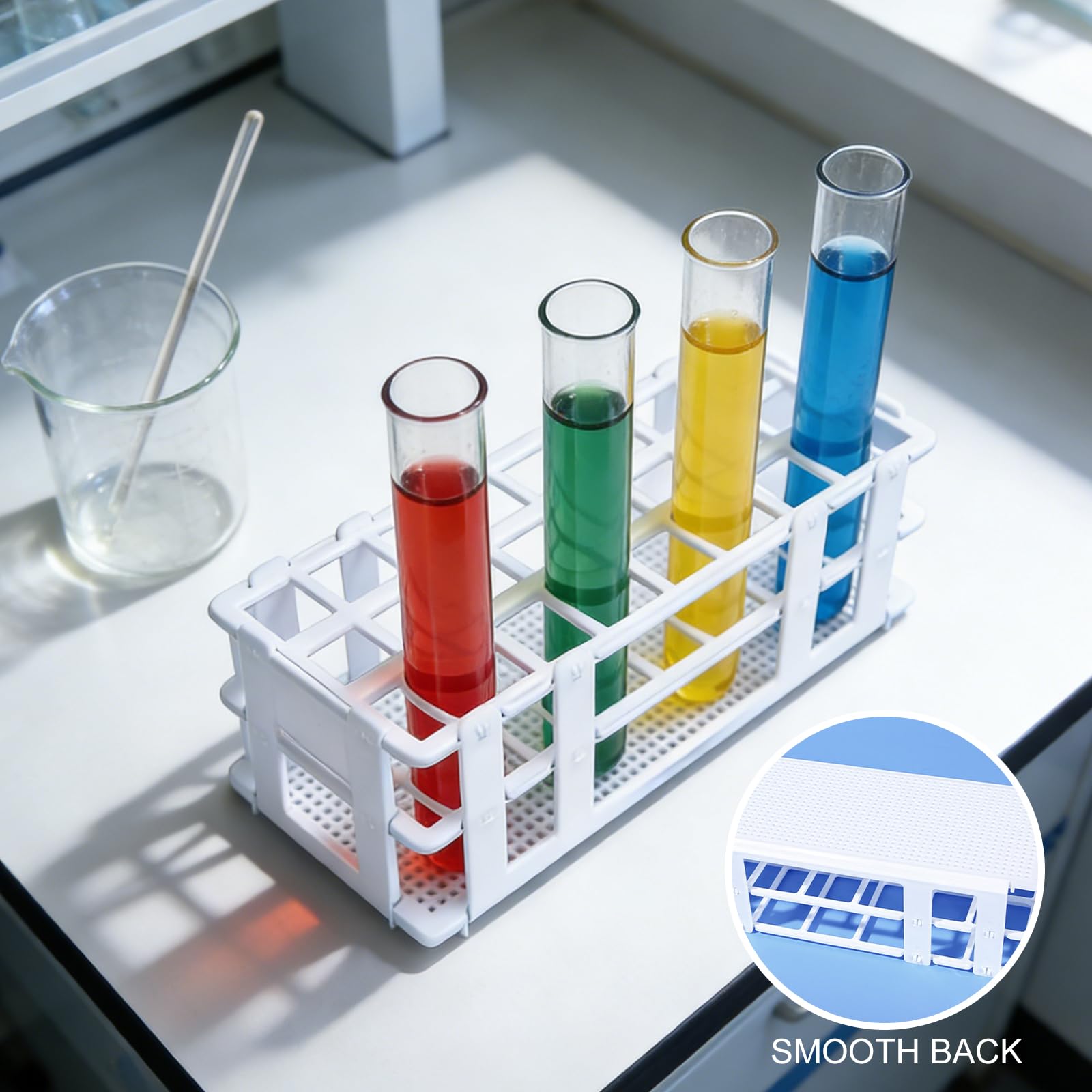 Soportes de tubos de ensayo de laboratorio 25 mm 24 agujeros plástico blanco rack