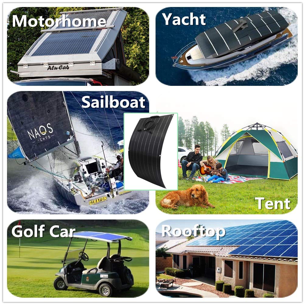 200w 200 Watt Flexible Solar Panel Kit 2 Pack 100w PV Module with 20A