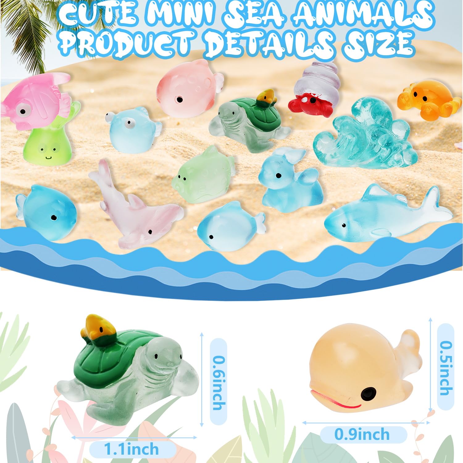 40pcs Luminous Mini Ocean Resin Animals,40 Styles Tiny Sea Animals Glow in The Dark Miniature Little Small Resin Animal Figures Bulk for Fairy Garden Micro Landscape Aquarium Dollhouse Decor - Image 2