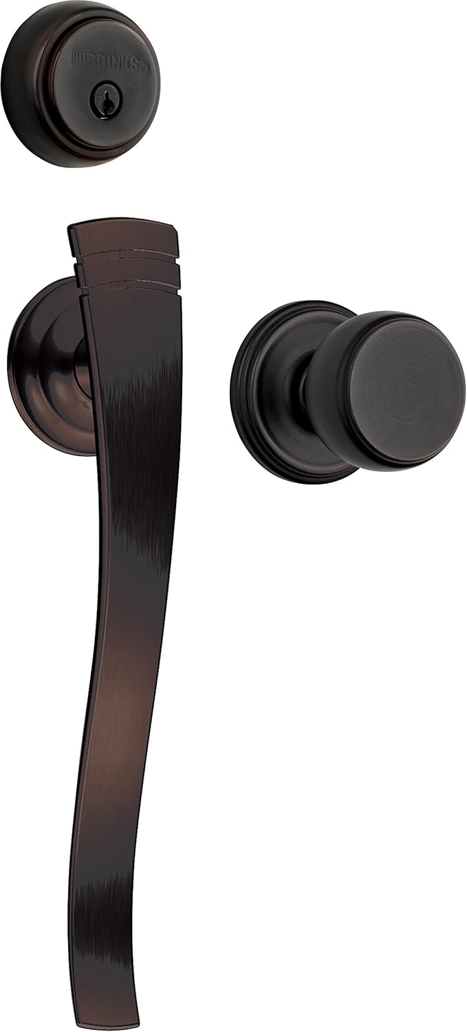 🔥 Brinks Push Pull Rotate Door Locks Rhodes Entry Handleset with Deadbolt, Tuscan Bronze, 23071-150