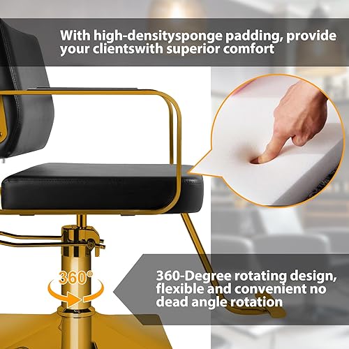 Miniatura 6 de WINEDYOUNG Sillas de estilista para salón, silla de salón con bomba hidráulica, silla de peluquería giratoria de 360 grados, equipo de belleza de