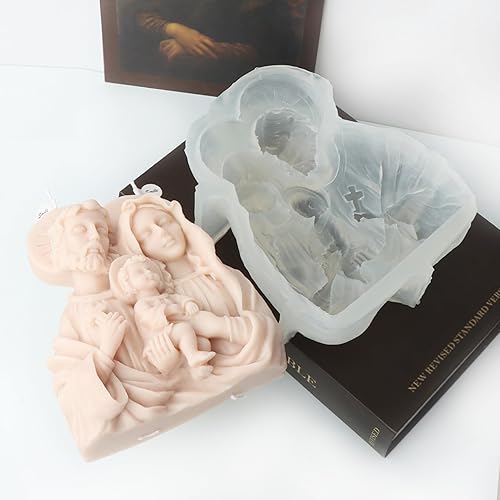 Miniatura 6 de Molde de vela religiosa, molde de silicona Jesús María Joseph para fondant, vela de cera de soja, jabón, yeso, estatua, manualidades de bricolaje