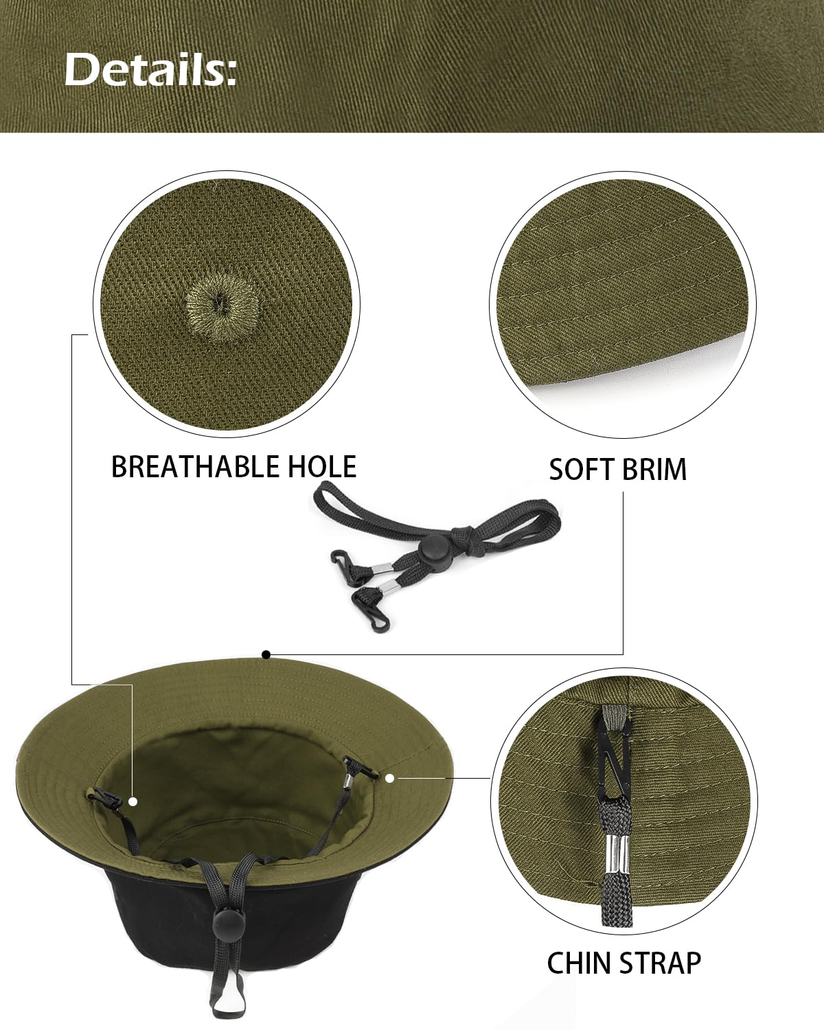 Feng Shui， Sombreros para el Sol L/XL/XX-Large,Sombreros de Pesca Reversibles Grandes,Sombrero de Pescador con protección UV de Doble Cara para Golf, Senderismo al Aire Libre
