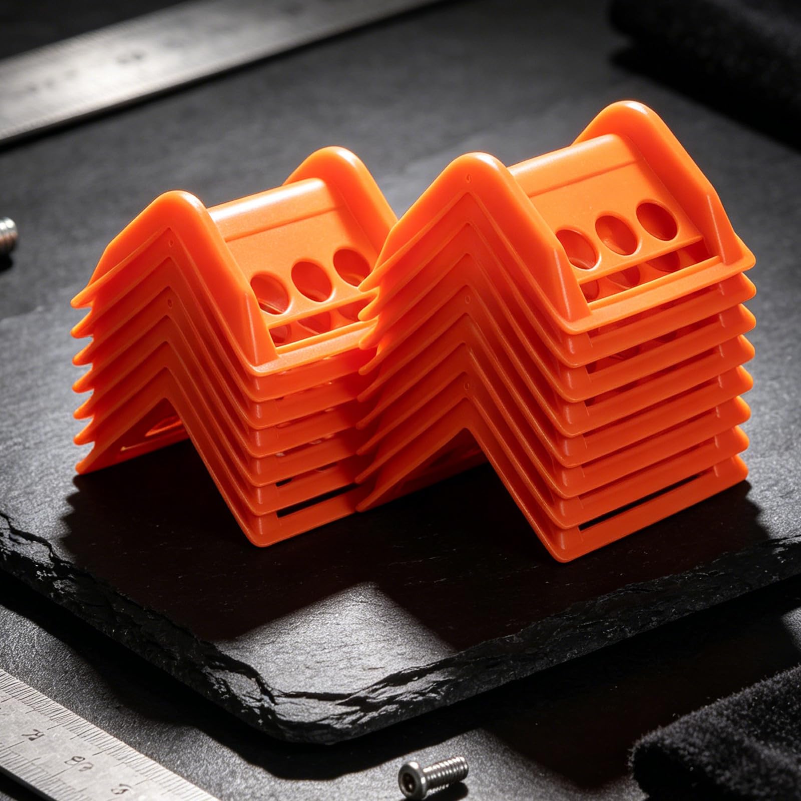 Zerodeko Lot de 20 protections d'angle pour sangles d'arrimage de plateau, 14,8 x 12 x 8 cm, protection des bords en plastique orange pour le chargement et le transport de marchandises sur