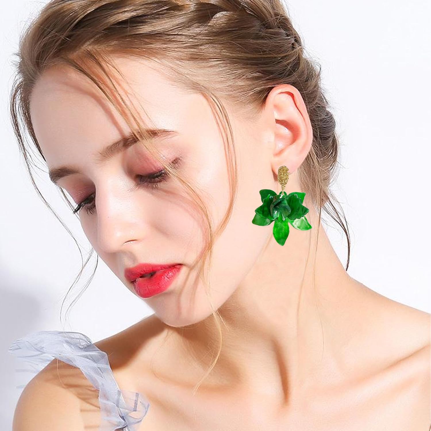 Resin Acrylic Flower Dangle Earrings for Women Bohemian Large Flower Stud Earrings Statement Floral Earrings Jewelry - Image 3