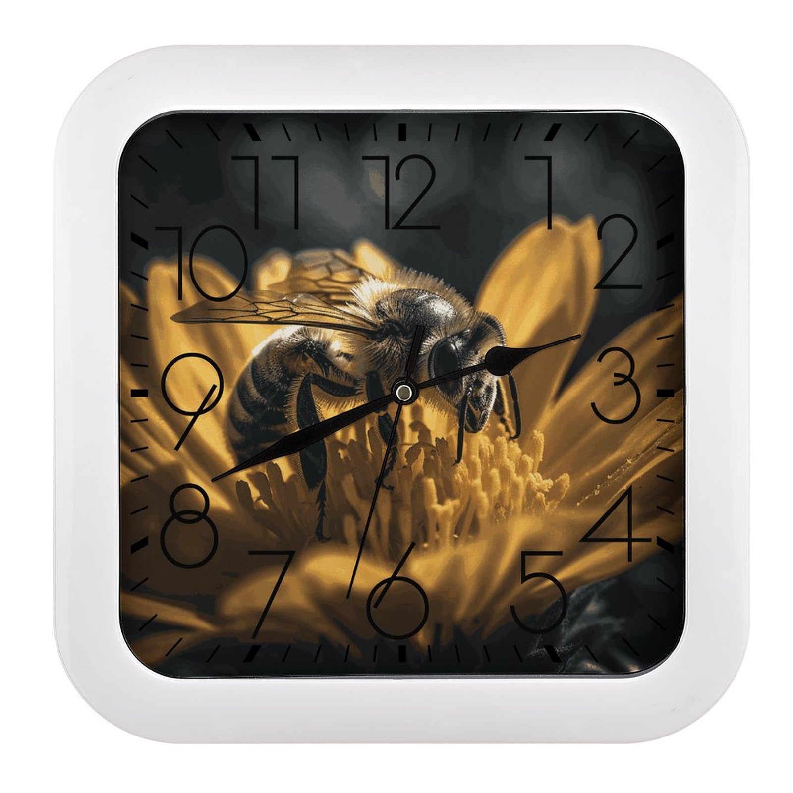 Horloge murale carrée silencieuse sans tic-tac à piles pour la chambre
