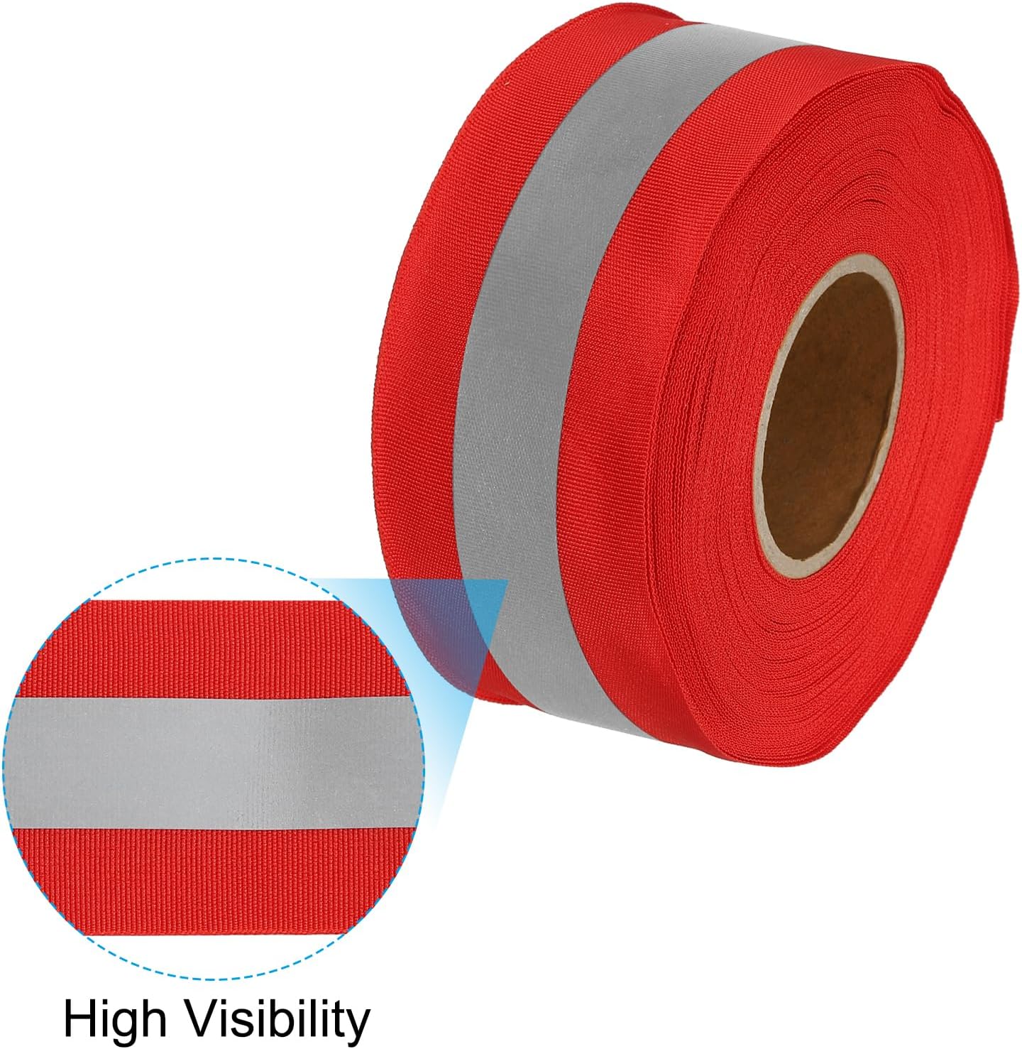 PATIKIL Reflective Tape Strip, 2" x 50Ft High Visibility Reflective Tape Sew-on DIY Warning Safety Fabric Webbing for Clothing Raincoats, Red