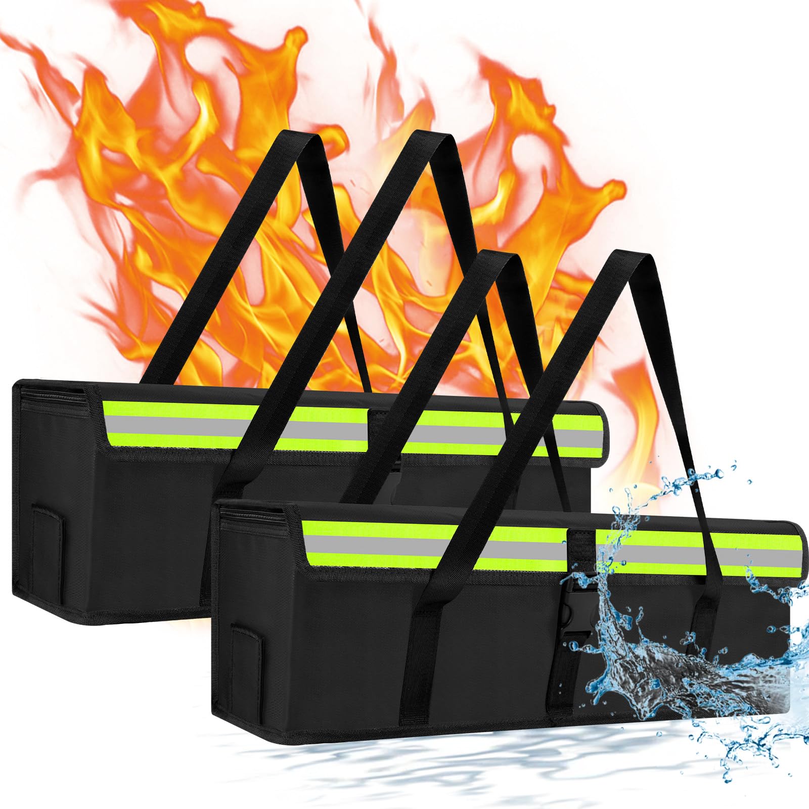2 Pezzi Borsa di Sicurezza della Batteria Lipo, 49×15×15 cm, Prova di Fuoco ed Esplosione, Lipo Safe Bag Fireproof, Grande capacità per Ricarica e Stoccaggio della Batteria Ebike