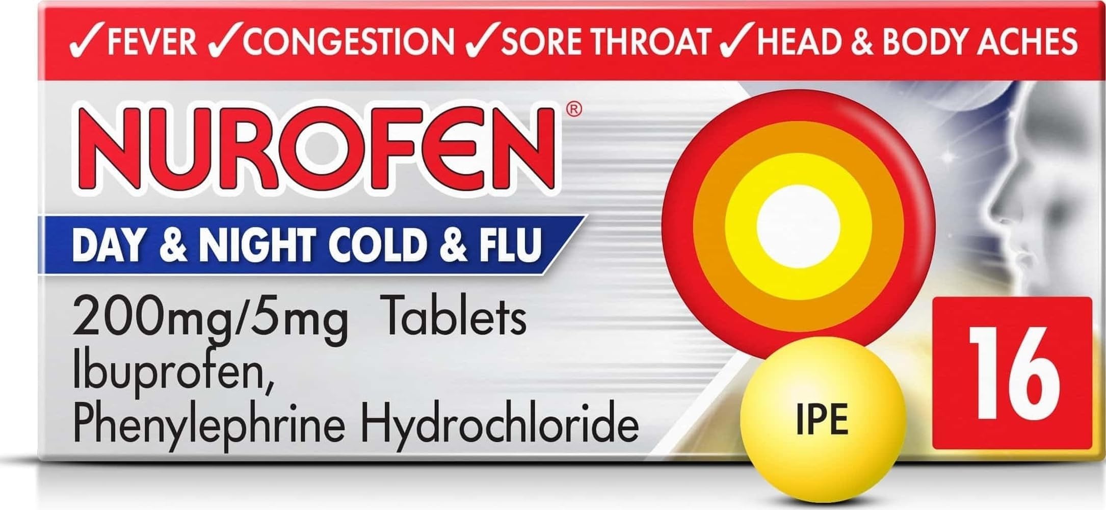 Day & Night Cold & Flu Relief 200mg/5mg Tablets Ibuprofen, Pack Of 16