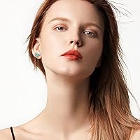 Vista 10 de Jade Earrings Studs,Green Jade Earrings for Women,925 Sterling Silver Earrings Studs for Sensitive Ears,Handmade Jade Earrings for Birthday