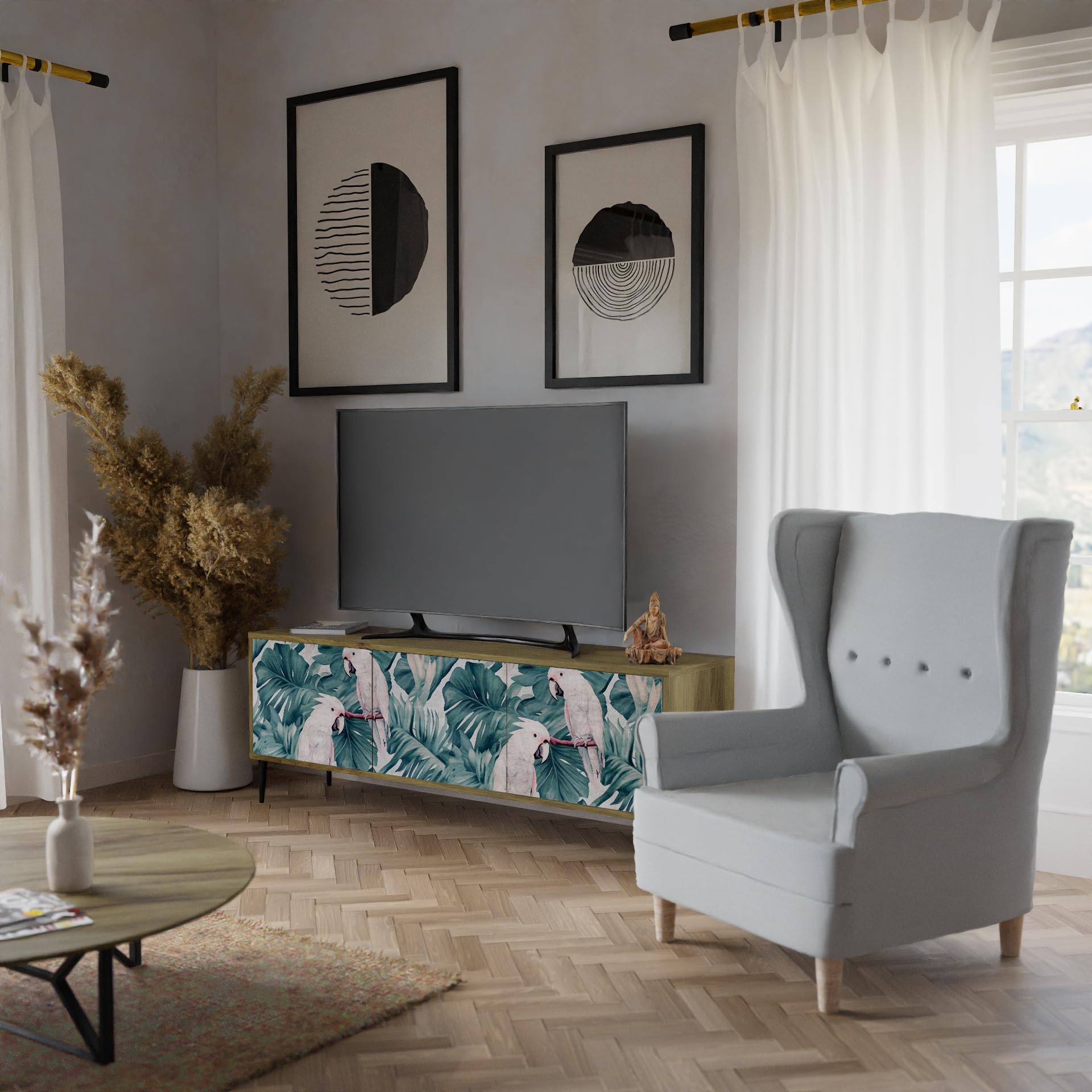 Mobile TV Moderno Con 3 Ante - Credenza Soggiorno Con Gambe - Foto 6