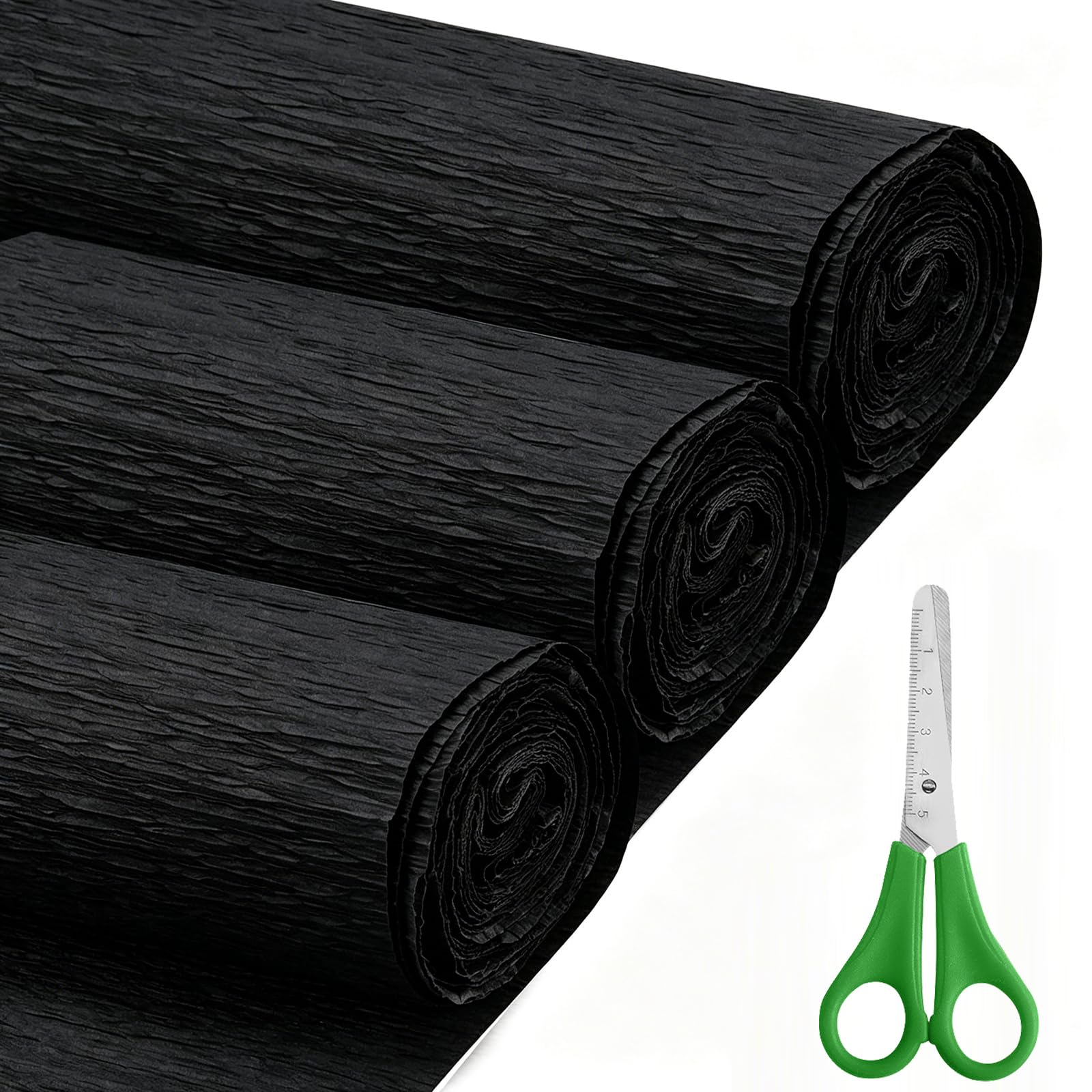Crepe Paper Rolls (43X250CM), 3 Rolls DIY Gift Crepe Paper Set for Mother's Day, Valentine's Day, Birthday and Wedding Decoration Flowers Making (Black) โ image 1