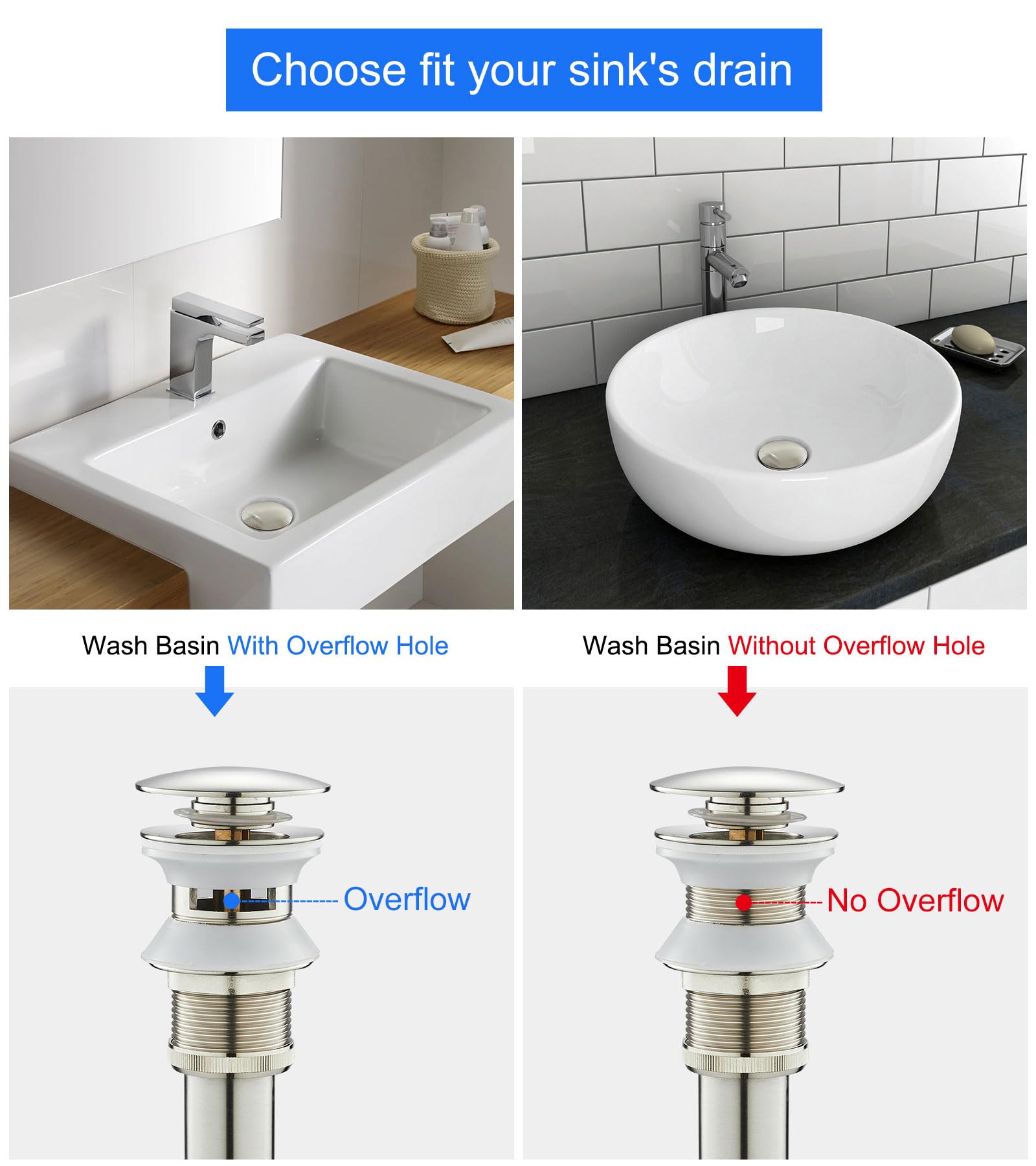 Juego completo de tapones en forma de U para lavabo de baño, altura ajustable de 1-1/4 pulgadas, trampa para fregadero, desagüe de residuos, juego de trampa P con desbordamiento, níquel
