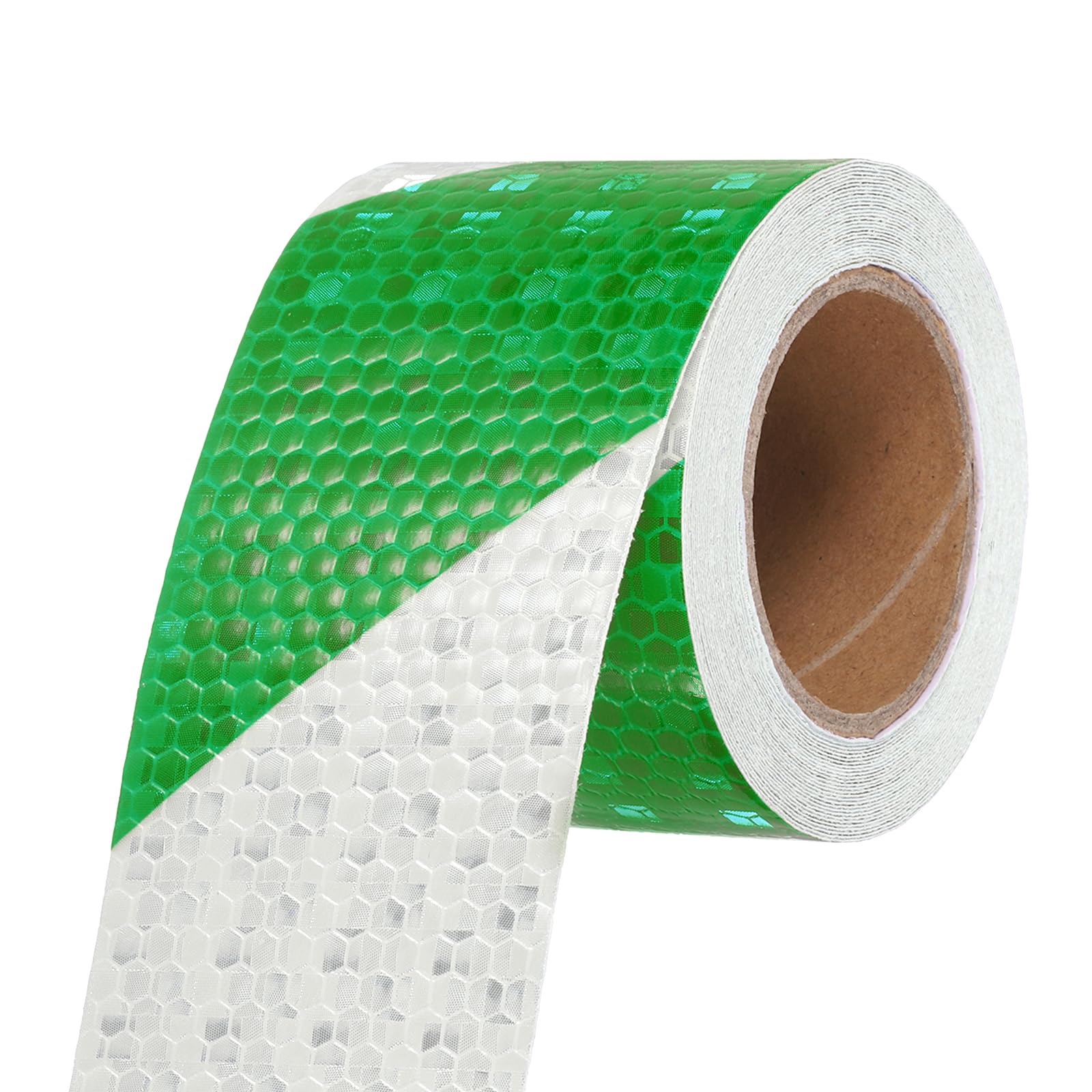 QUARKZMAN Folia odblaskowa 5 cm x 30 m ostrzegawcza naklejka bezpieczeństwa odblaski samoprzylepna zawieszka odblaskowa taśma do samochodów ciężarowych, przyczep, zielona, biała