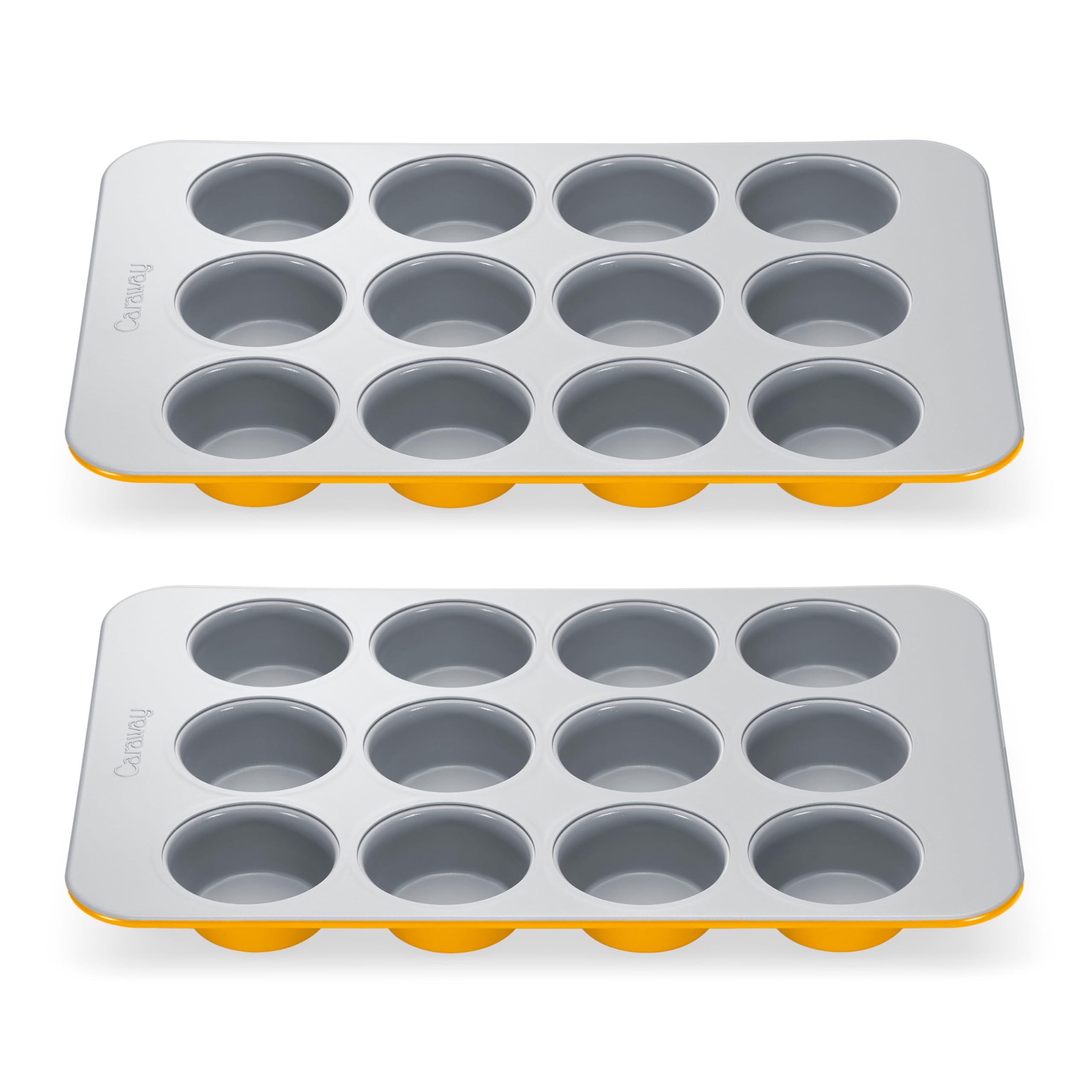 Caraway Molde para magdalenas de cerámica antiadherente de 12 tazas, revestimiento de cerámica naturalmente resbaladizo, no tóxico, libre de PTFE y PFOA, perfecto para cupcakes, magdalenas y más,