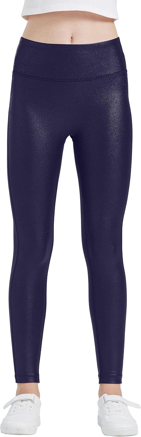 HARTPOR Faux Leather Leggings for Girls - High Waisted Stretch Pleather Leggings Teens Leather Pants