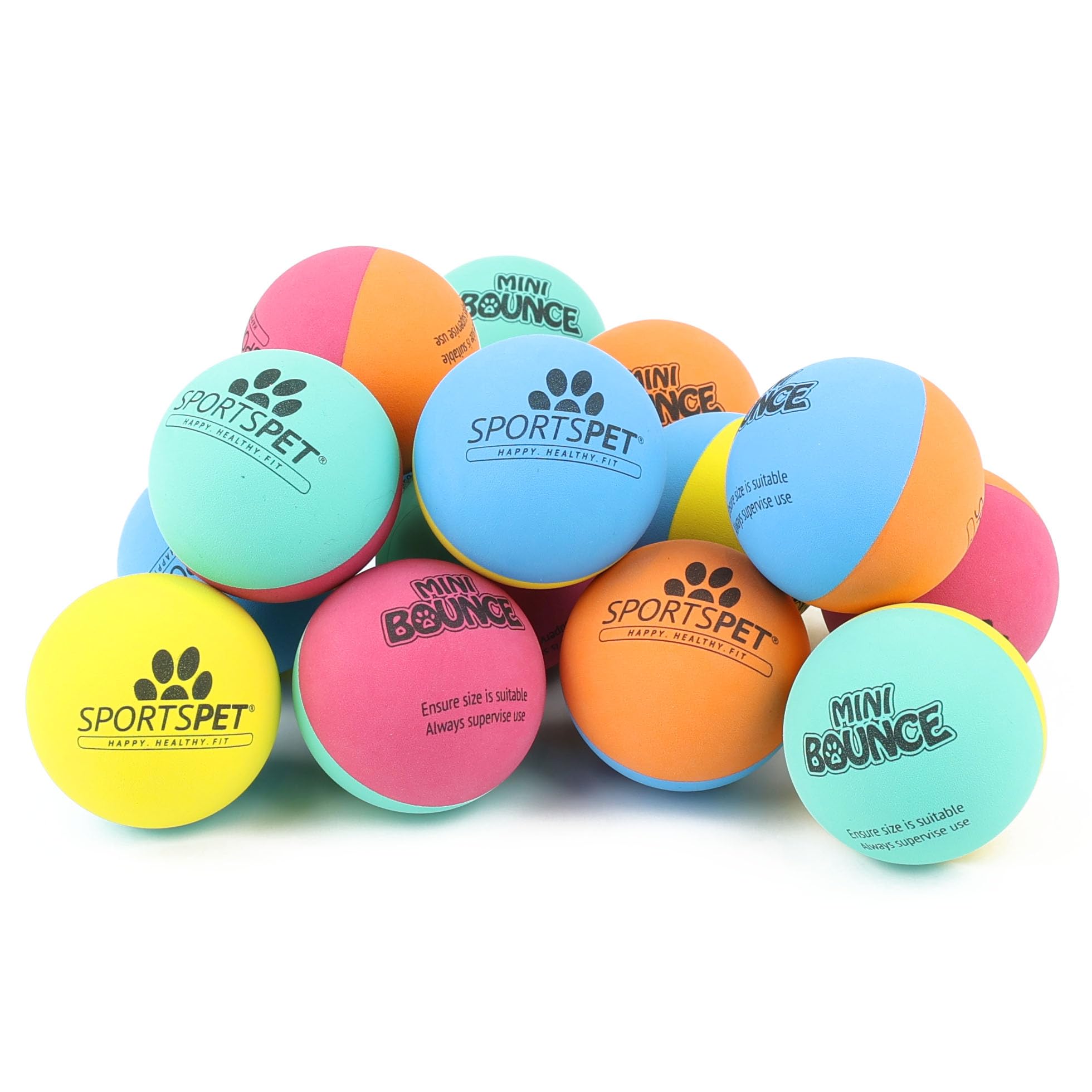 SPORTSPET Mini Bounce Dog Balls Pack of 15, Small Rubber Dog Ball, Fetch Toy for Puppies for Dogs, Multi, 45mm - Image 2