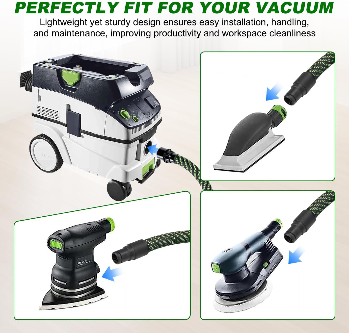 3.5M (11.5FT) Dust Extractor Hose for Festool Vacuum Suction Hose D27/32x3,5m, Compatible with Festool CT 26/36/48 CT 15/25 CT MINI and CT MIDI from 2019 onwards, Heavy-Duty Reinforced Woven Sleeve