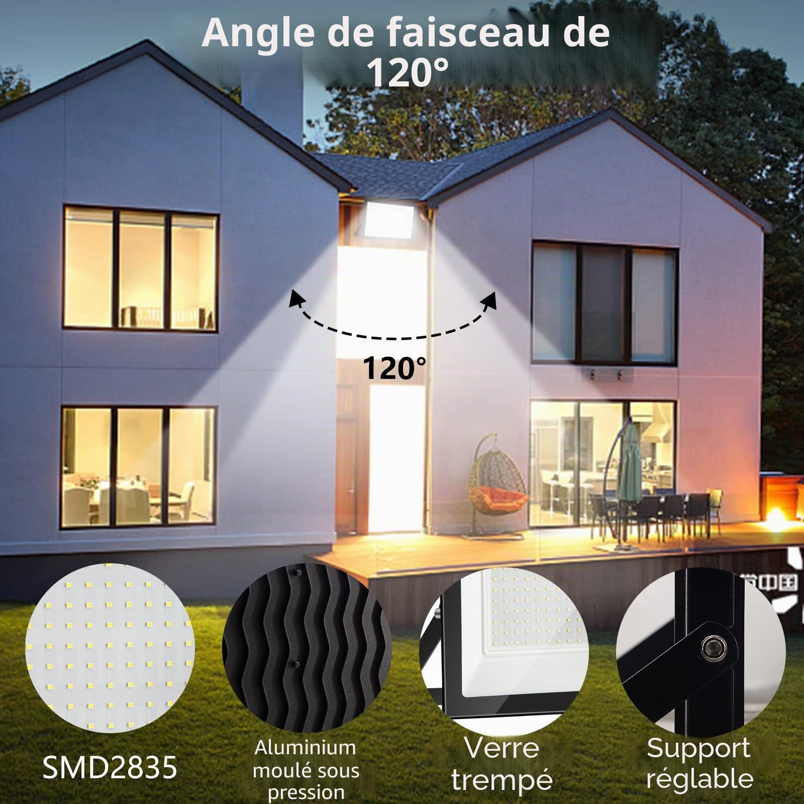 Loyal Spot LED 12V DC, 30W Superlight Projecteur IP65 Étanche, 6000K Blanc Froid Applique Murale Extérieure, 3000LM Projecteur Idéal pour Jardin, Cour, Terrasse, Garage