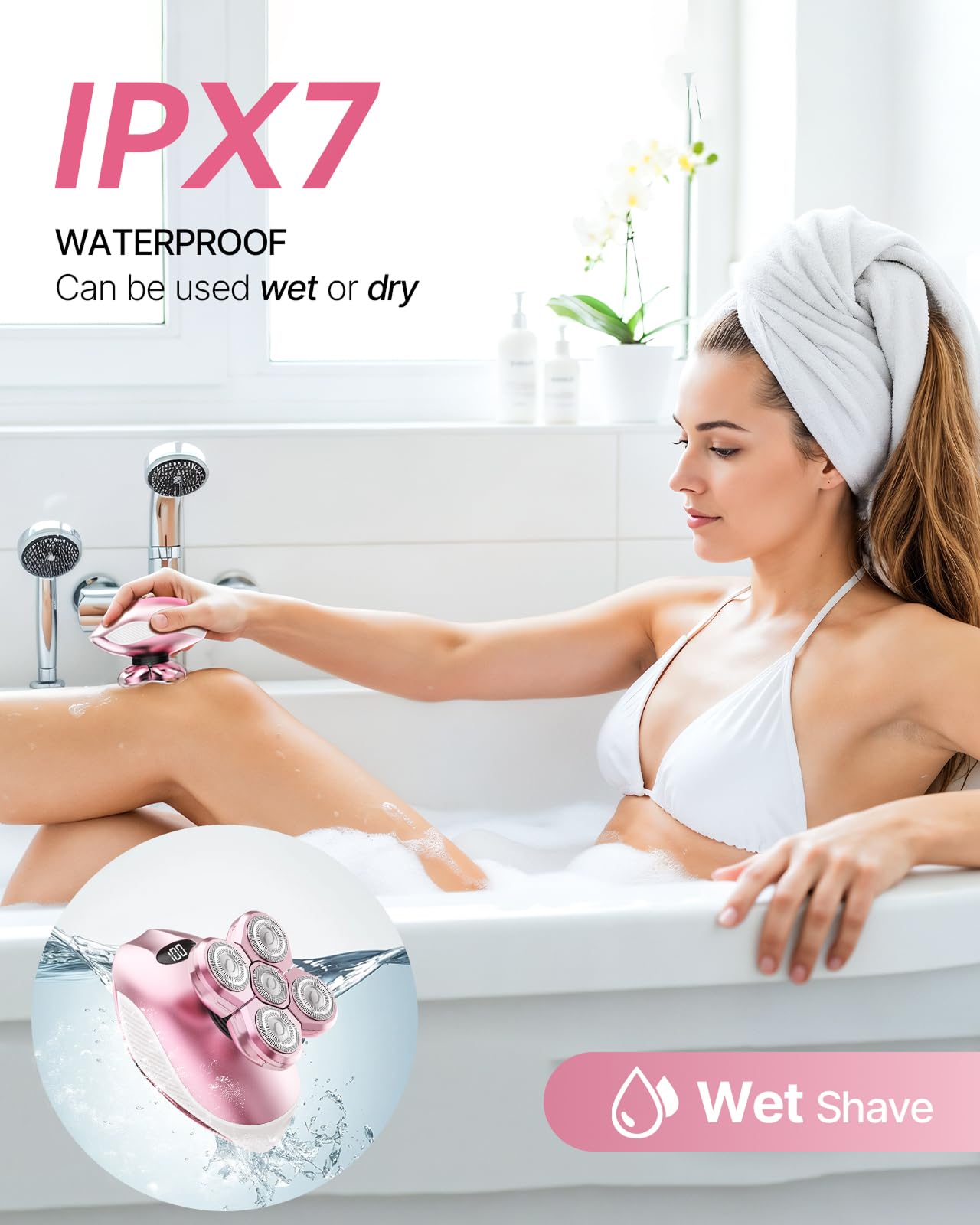 Maquinillas de afeitar eléctricas para mujer, afeitadora corporal recargable 5 en 1, impermeable, para eliminar el vello seco y húmedo, recortadora para mujer, cara, axilas, piernas
