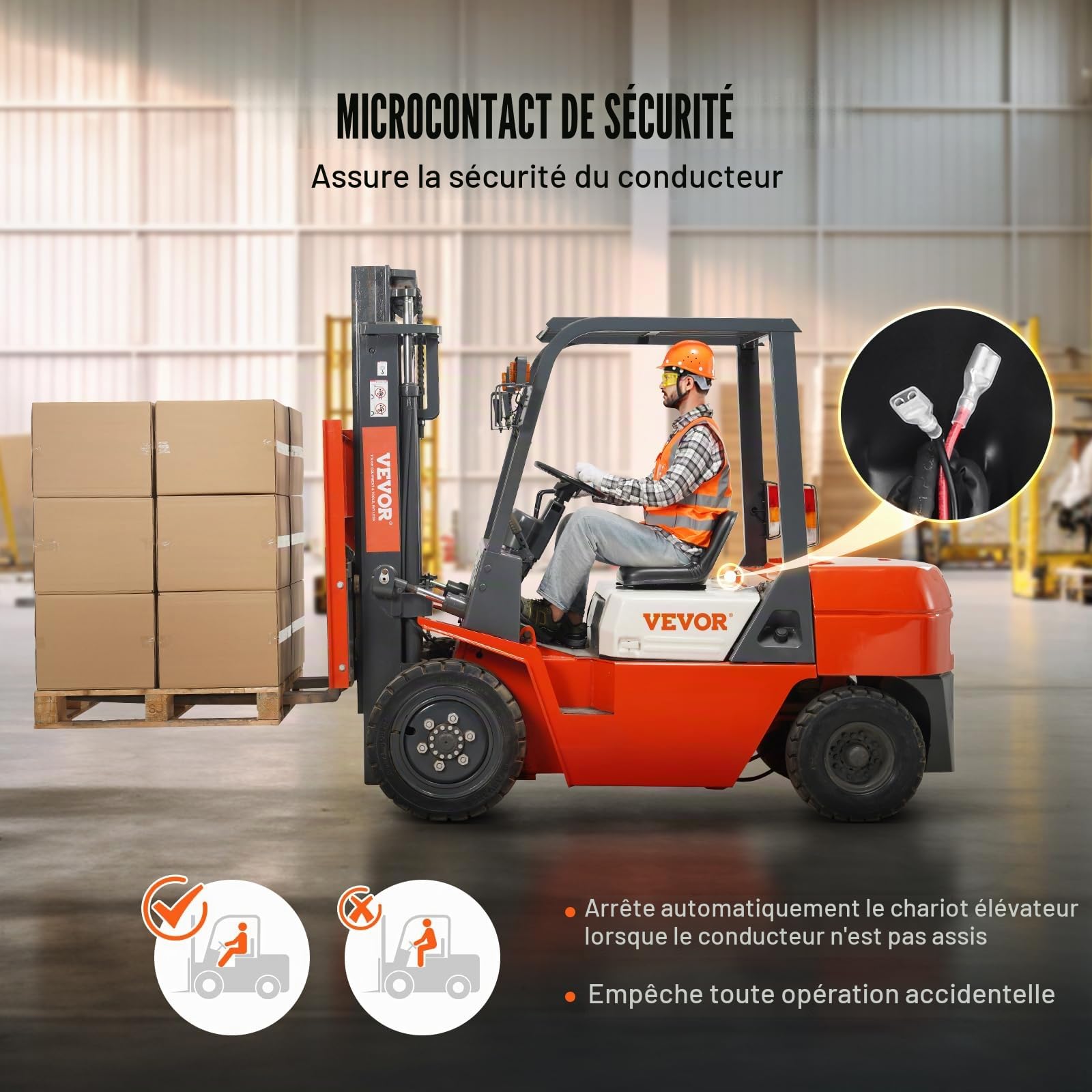 VEVOR Siège de Chariot Élévateur à Fourche Universel Siège de Tracteur avec Micro-interrupteur Trous de Drainage Fente Étendue 160-340 mm Siège Confortable pour Chargeur Excavateur Tondeuse à Gazon
